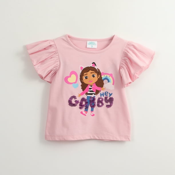 Polera Manga Corta Niña Lentejuelas Rosado Gabby Doll House