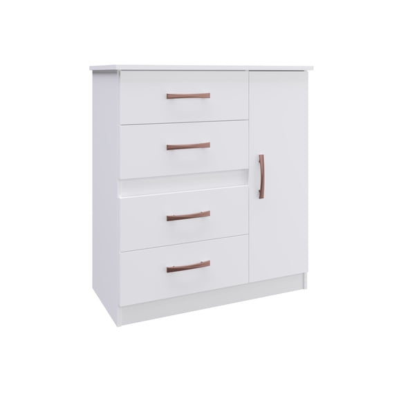 Cómoda Caribe 1 Puerta 4 Cajones Mdf Blanco