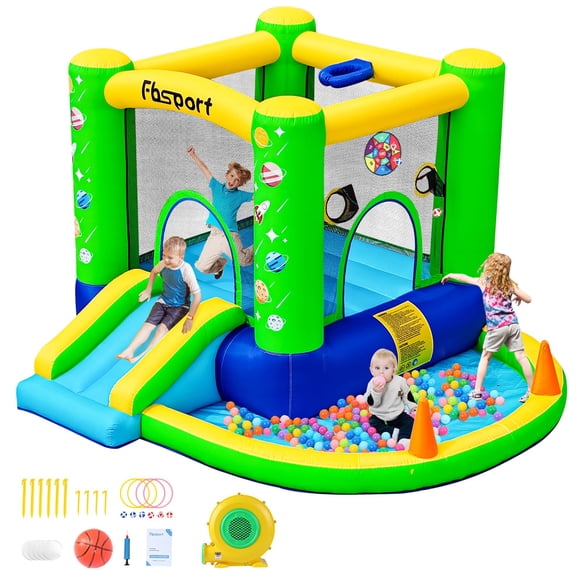 Bounce House FBSPORT inflable para niños con tobogán y piscina de bolas