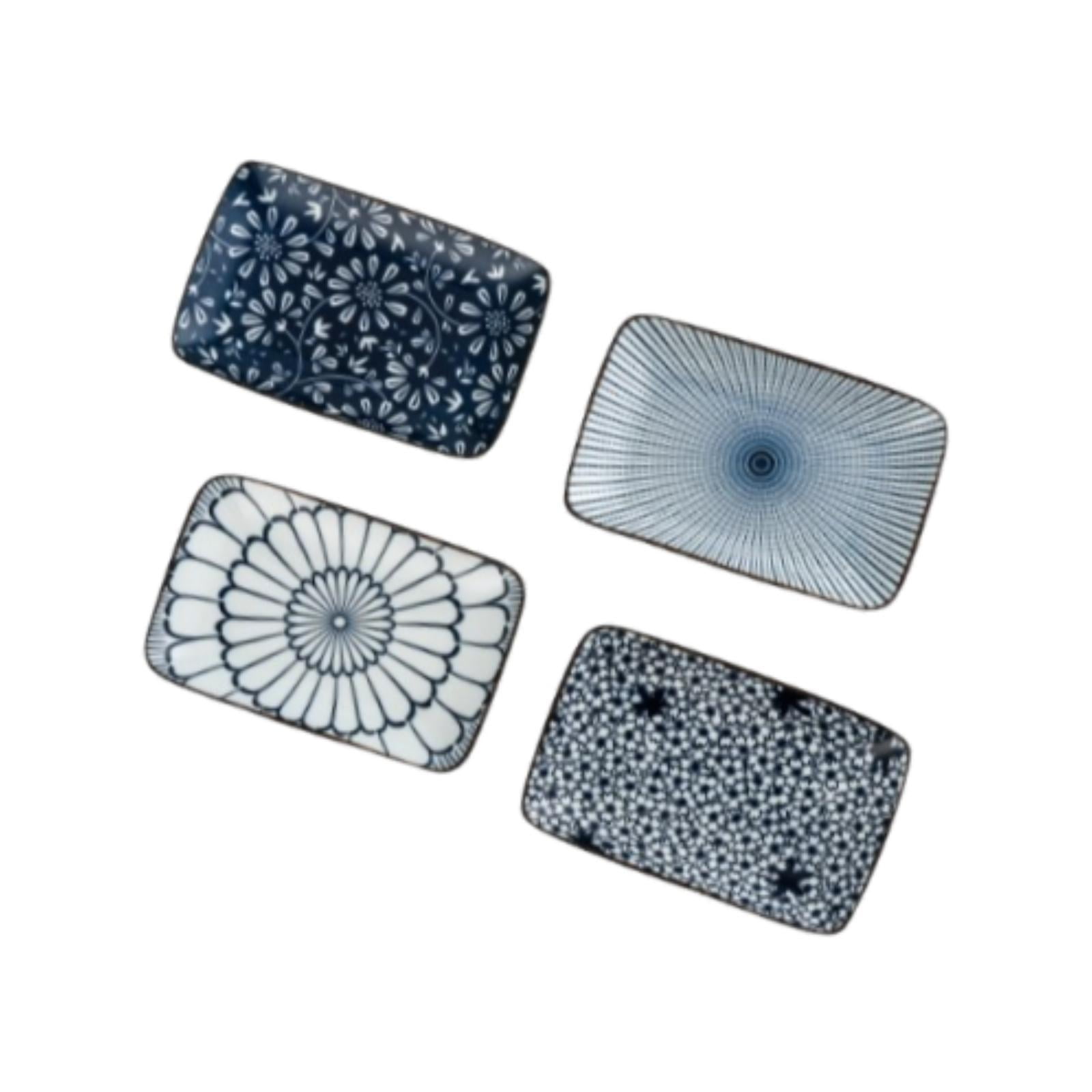 Magideal - Juego De 4 Platos Para Sushi, Platos De Sushi Multiusos, Modernos Y Rectangulares De Cerámica Para Cena, Para Carne, Postres, Bodas Y Entretenimiento.