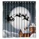 thumbnail image 1 of Cortina de ducha con temática de Papá Noel y reno, Feliz Navidad, Nochebuena, juego de cortina de baño con ganchos, tamaño 66 x 72 pulgadas, 1 of 3