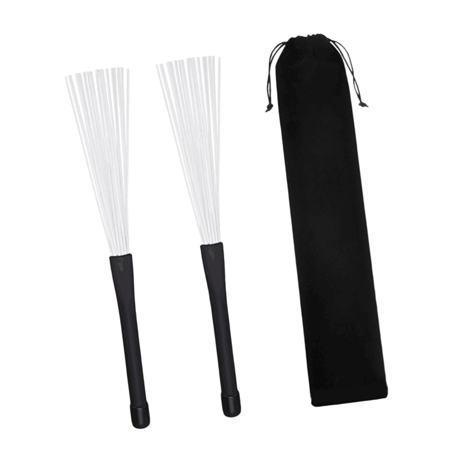 Magideal - Cepillos De Tambor, Cepillos De Alambre De Nailon Extensibles Con Mango, Prácticos Accesorios De Percusión, Regalos Para Tocar La Batería, Kit De Blanco