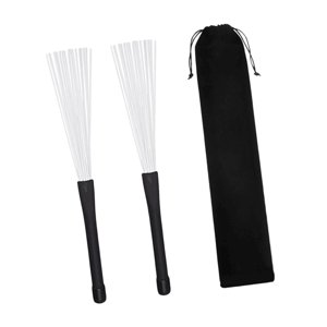 Magideal - Cepillos De Tambor, Cepillos De Alambre De Nailon Extensibles Con Mango, Prácticos Accesorios De Percusión, Regalos Para Tocar La Batería, Kit De Blanco