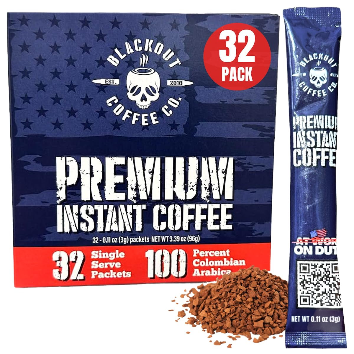 Blackout Coffee Co. - Café Instantáneo Blackout, Café Arábica Colombiano, Paquete De 32
