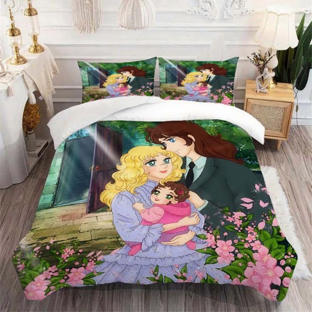 3pcs "Little Sweetie" Golden Haired Lady and Brown Haired for Man Cozy Moments Theme Printed Bedding Set