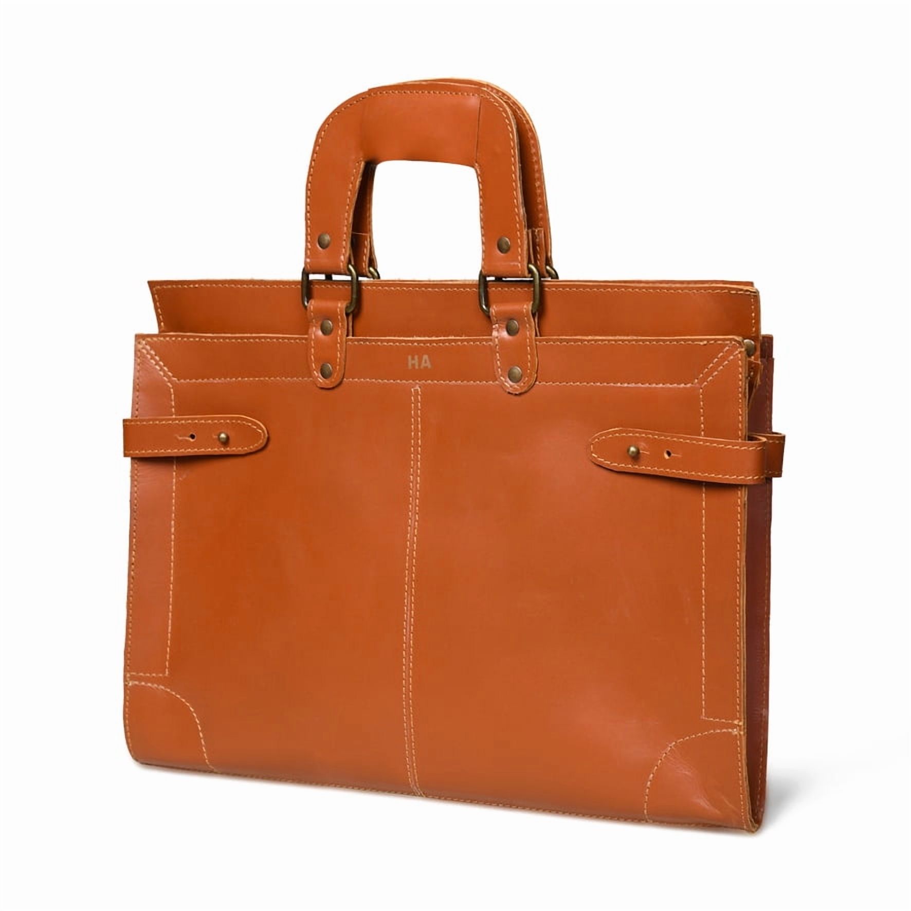 Maletín Ejecutivo Sharo Naranja Dorado Con Iniciales Doradas