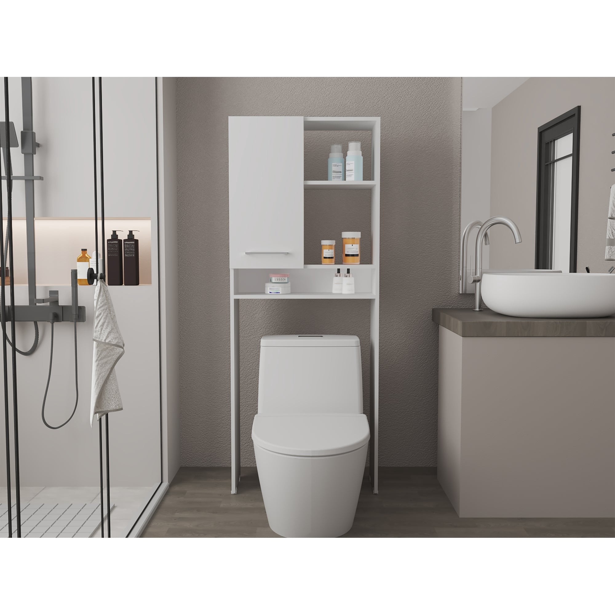 Tuhome - Estante Wc Bath 26 1 Puerta Blanco 160,8x63,1x26,5 Cm