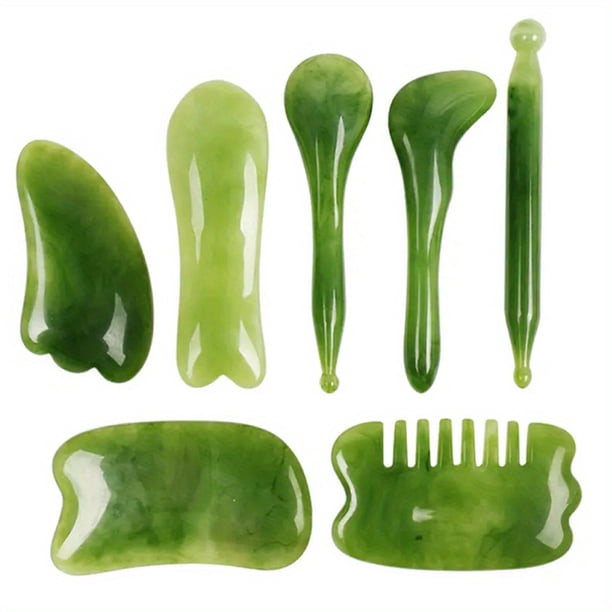 7pcs Guasha Beauty Massage Tool Set - Natural Resin GuaSha Scrapers for Face, Back & Neck - Relax Muscles & Release Pain Instantly!