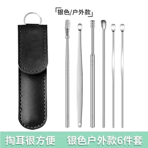 6PCS Ear Cleaner Wax Removal Tool Earpick Sticks Earwax Remover Curette Ear Pick Cleaning Ear Cleanser Spoon Health Care Earpick