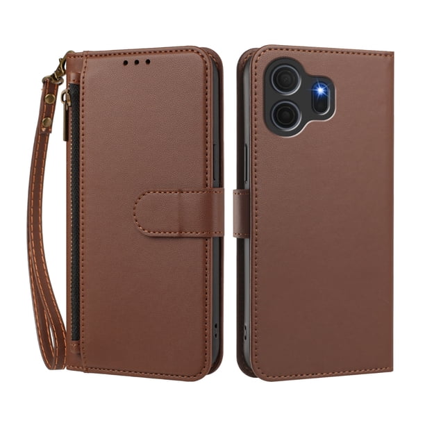 Funda Tipo Billetera para TCL NxtPaper 70 Pro con Soporte y Bolsillo con Cierre Marrón
