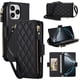 thumbnail image 2 of Para iPhone 12 Pro Max Funda Tipo Cartera con Bloqueo RFID, Funda de Teléfono Tipo Bolso Cruzado con 9 Ranuras para Tarjetas, Bolsillo con Cierre y Correa Desmontable, Negro, para iPhone 12 Pro Max, 2 of 9