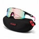 thumbnail image 3 of POLASUP GAFAS LENTES DE SOL Gafas de sol deportivas con lentes iridiscentes en tonos rosados y verdes, montura negra con detalles rosa. Diseño aerodinámico, protección UV 400, 3 of 5