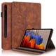 thumbnail image 1 of Funda con relieve del Árbol de la Vida para tablet Samsung Galaxy Tab S7/8/9 con soporte, ranuras para tarjetas y soporte para lápiz óptico. Marrón, 1 of 6