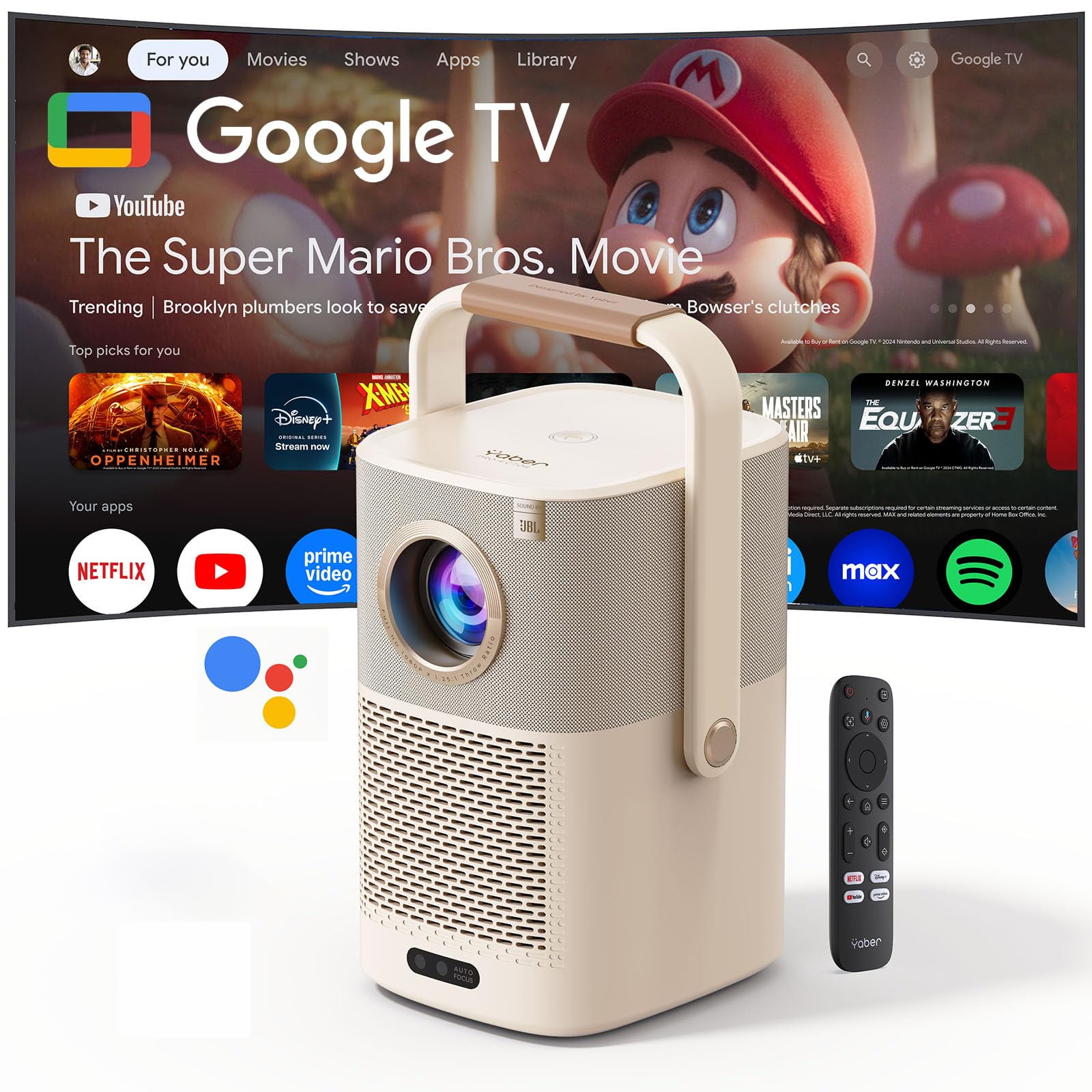 Yaber Projector - Proyector Exterior Yaber T2 Plus Gtv Con Batería 1080p Wifi