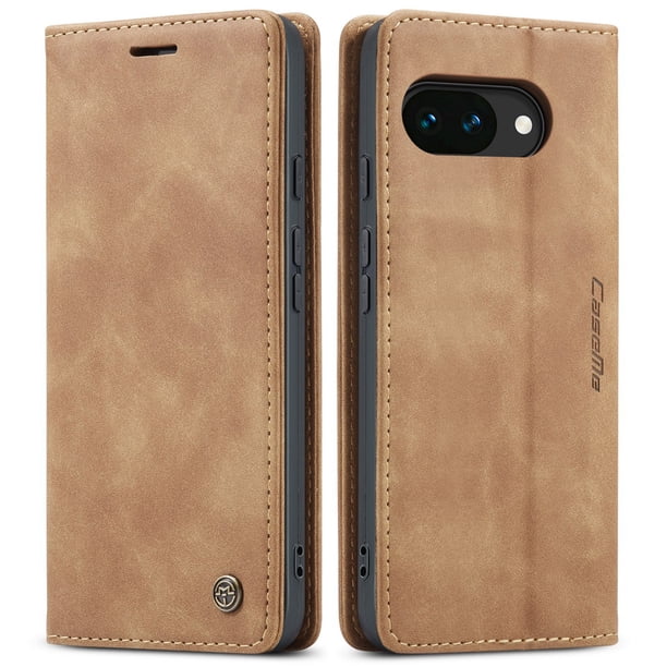 Funda FOXDOCK cartera de cuero retro para FOXDOCK Google Pixel 10a – Resistente a golpes, ranuras para tarjetas – amarilla