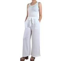 Likeshop - Pantalon Palazzo Mujer Tipo Lino Casual Semi Formal Tiro Alto 106