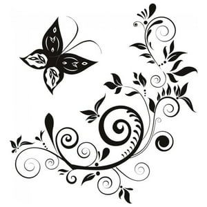 Rienda Libre Graphics - Decomural Floral Swirl Butterfly Ws-19077