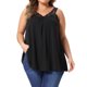 thumbnail image 1 of Agnes Orinda Camisola de Talla Grande para Mujer con Encaje en el Cuello en V, Tirantes Anchos, Fruncido en el Frente, Estilo Casual Flowy para Vacaciones en la Playa, Túnica en Línea A 2X Negro, 1 of 6