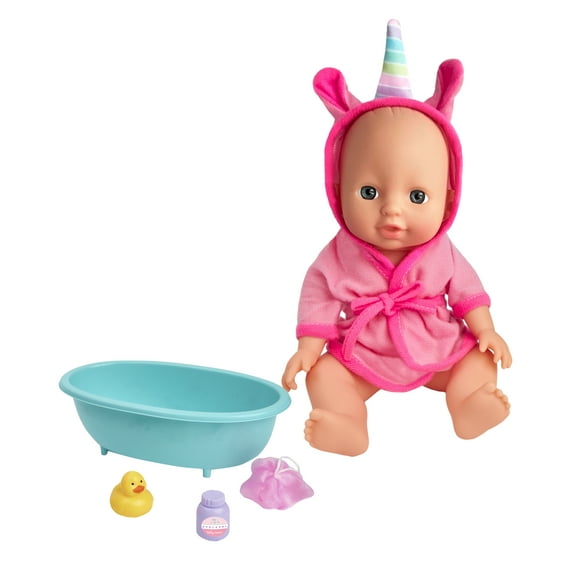 Muñeca de 29 cm con Tina, Bata y Accesorios de Cuidado