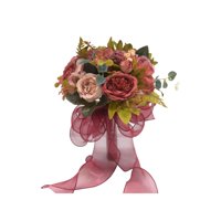 Magideal - Ramo De Novia Para Novia, Ramo De Novia Con Ramo De Novia, Con Cinta, Ramo De Novia Artificial, Para , Vacaciones, Aniversario Rojo