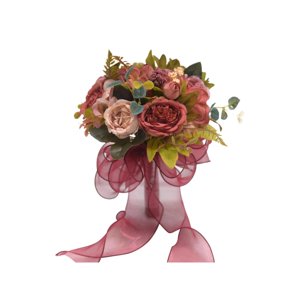 Magideal - Ramo De Novia Para Novia, Ramo De Novia Con Ramo De Novia, Con Cinta, Ramo De Novia Artificial, Para , Vacaciones, Aniversario Rojo