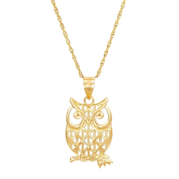 Collar Brilliance Oro Amarillo 10K Colgante Búho 46 cm