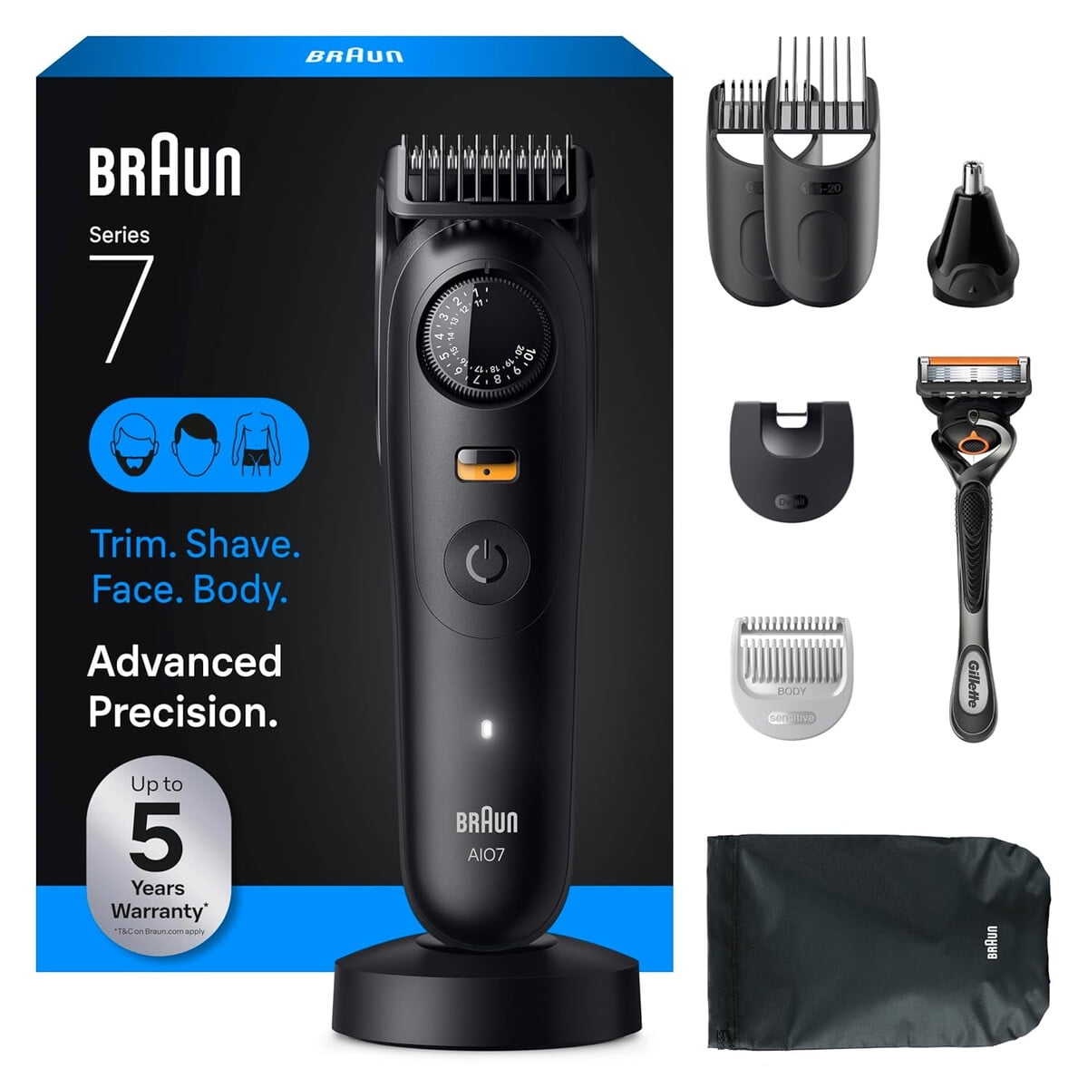 Kit Barba Y Cuerpo Braun Series 7 40 Niveles Resistente Agua