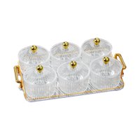 Magideal - Plato Duradero Para Servir Aperitivos De Frutas, Contenedor De Almacenamiento De Tazones Para Servir, Plato Para Servir Caddy Para Nueces, Aperitivo , 6 Tazones 6 Tazones Transparentes