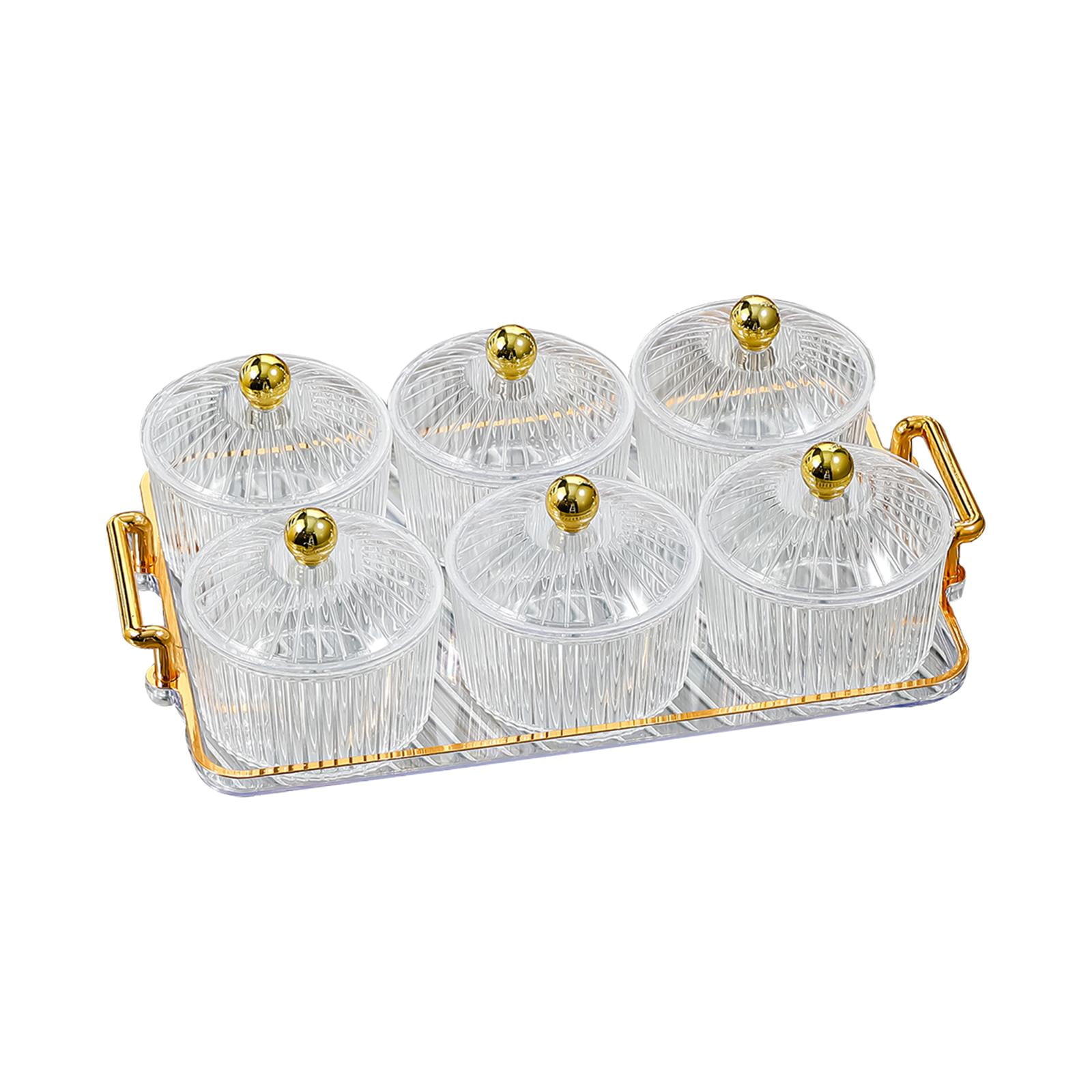 Magideal - Plato Duradero Para Servir Aperitivos De Frutas, Contenedor De Almacenamiento De Tazones Para Servir, Plato Para Servir Caddy Para Nueces, Aperitivo , 6 Tazones 6 Tazones Transparentes