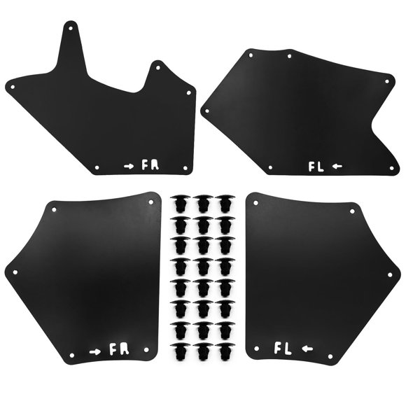 Protectores de guardabarros delanteros Aspaton negros, paquete de 4 con clips