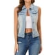 thumbnail image 1 of INSPIRE CHIC Chaleco de Mezclilla sin Mangas para Mujer con Botones Lavado Azul Cielo L, 1 of 5