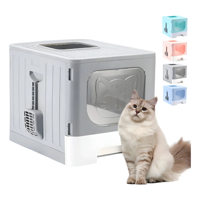 Genérico - Arenero Para Gatos Caja De Arena Grande Con Bandeja Y Puerta Color Gris