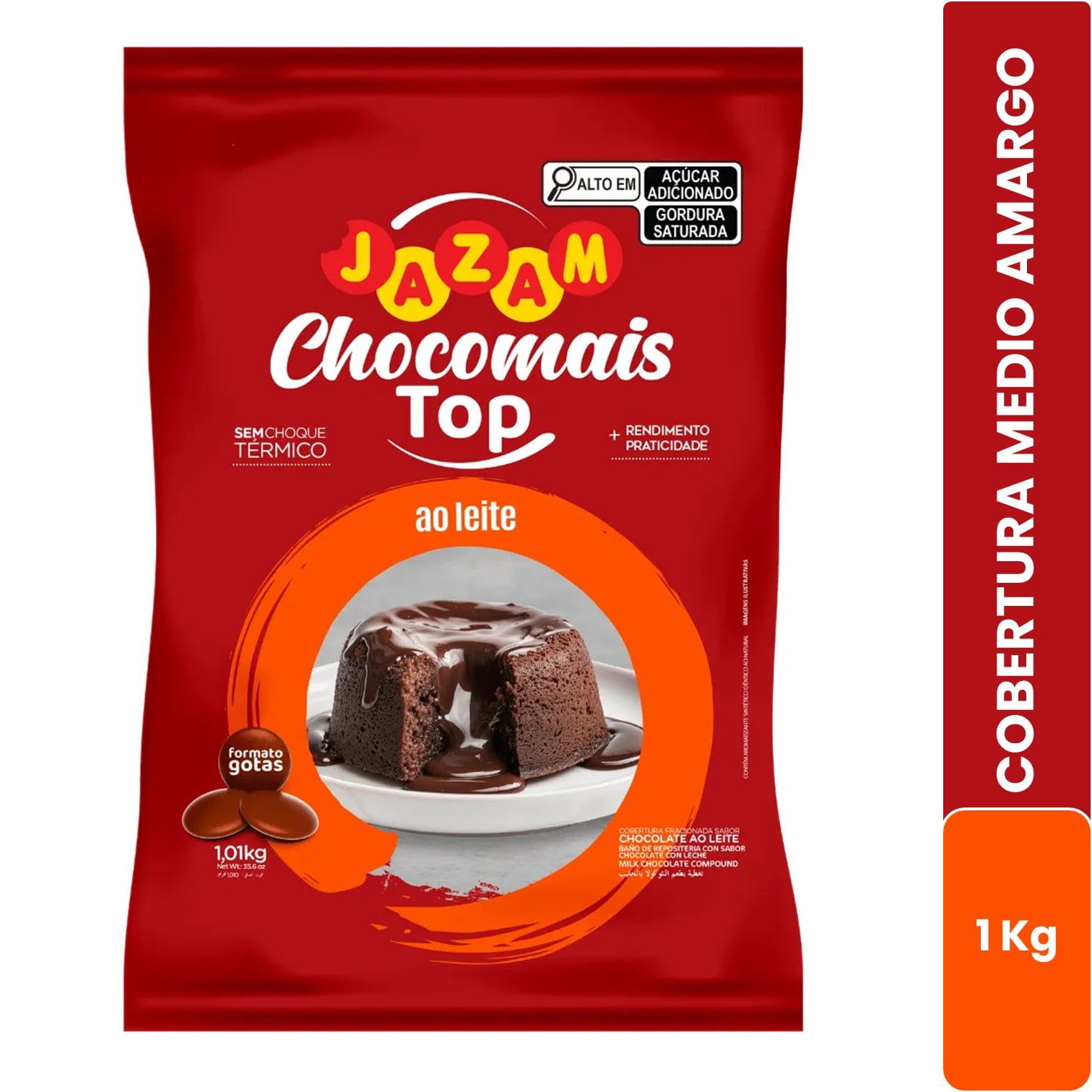 Cobertura Chocomais Top Chocolate A La Leche 1kg Bolsa, Derretir