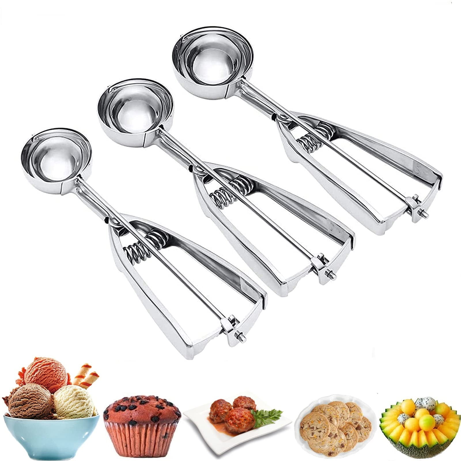 Juego De Cucharas Para Helado Otehetot De Acero Inoxidable, 3 Unidades