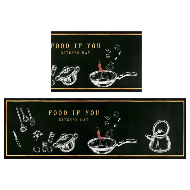 REGALWOVEN Uxcell Juego de Alfombrillas de Cocina Antideslizantes de 2 Piezas Alfombras de Cocina Acolchadas Juego de Vajilla 16" x 24" + 16" x 47"