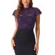thumbnail image 1 of INSPIRE CHIC Blusa de Mujer con Espalda de Ojal Manga Corta Cuello Alto Semi Transparente M Púrpura, 1 of 6