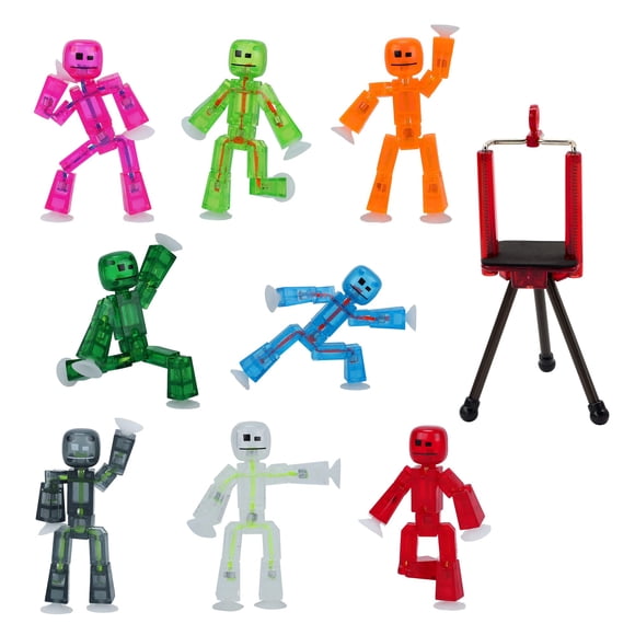 Juego de 8 figuras StikBot Zing de Action Figures con trípode para teléfono móvil