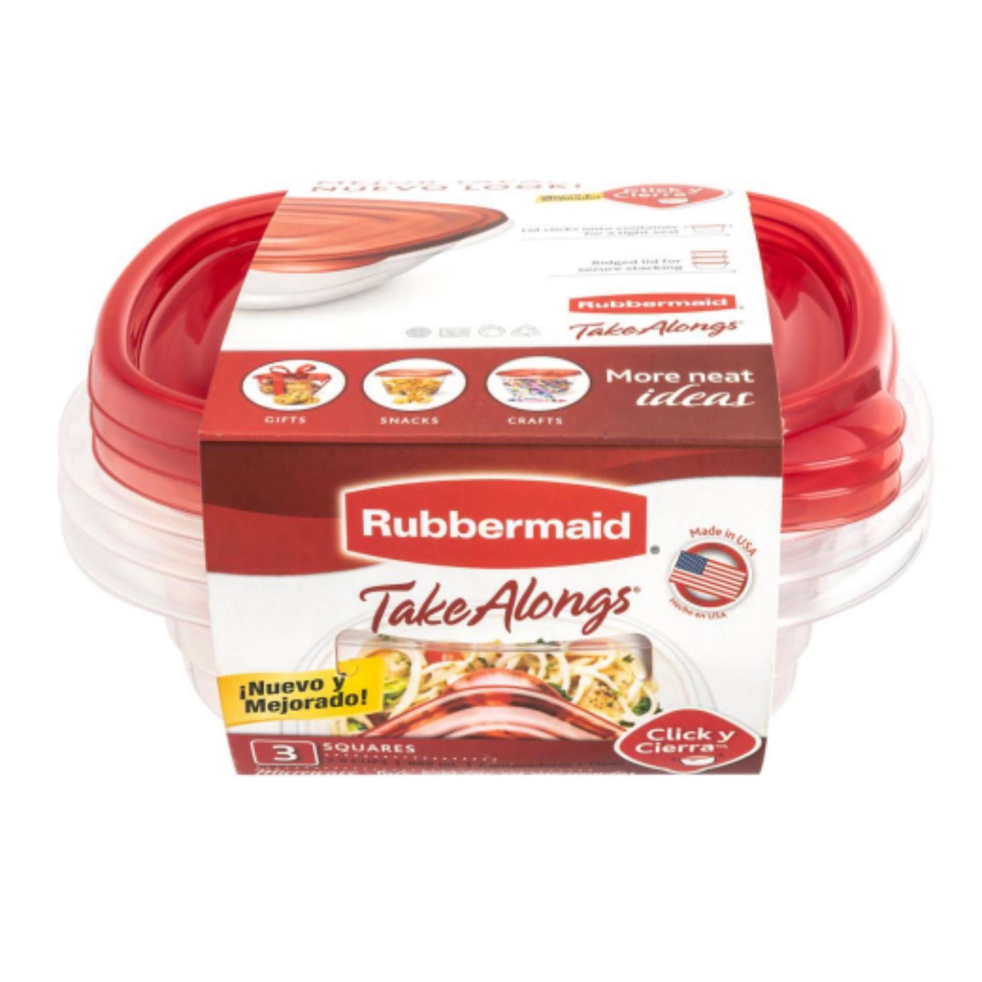 Rubbermaid - Pack De Hermético Sandwich Plástico 669Ml 3 Piezas Transparente - Rojo