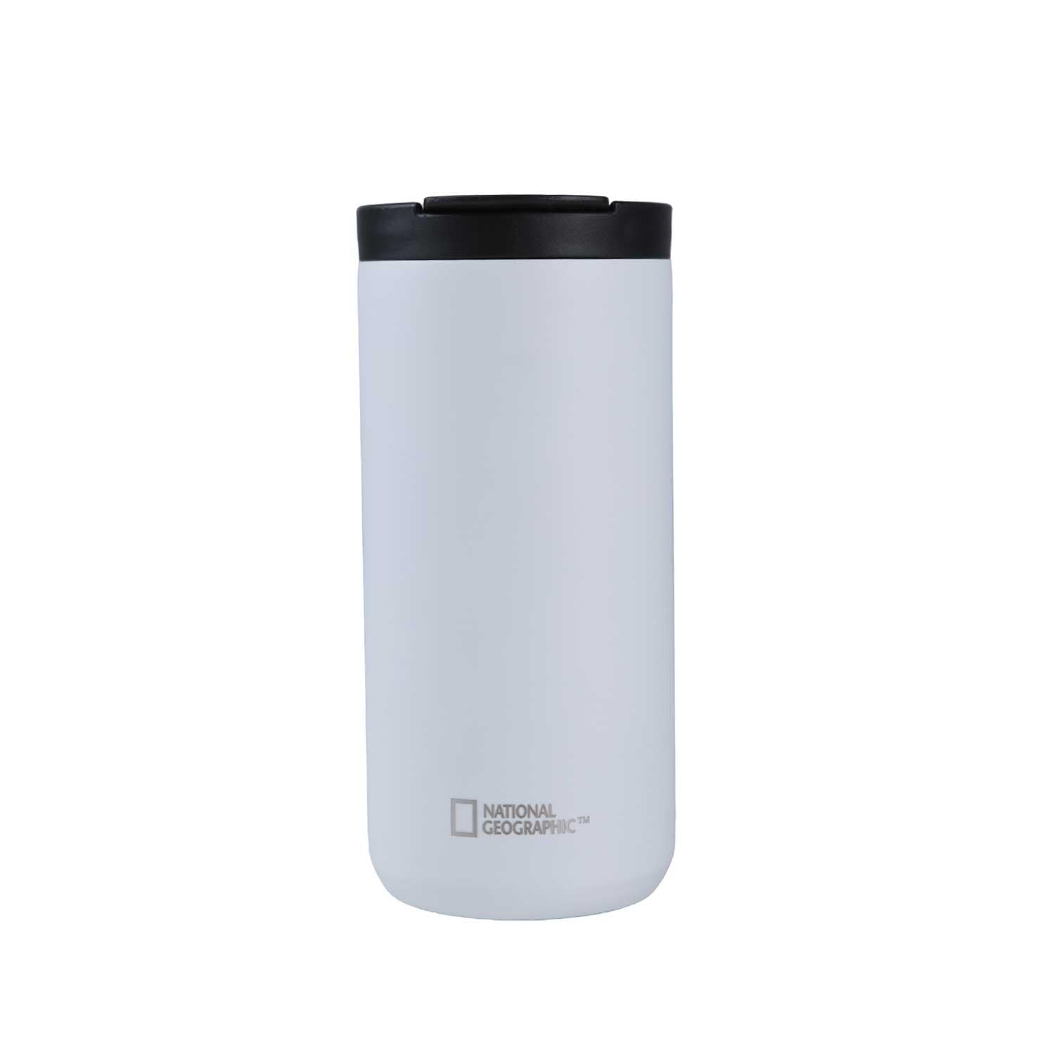 National Geographic - Mug Acero Inoxidable Tapa Flip Antideslizante 350ml Blanco