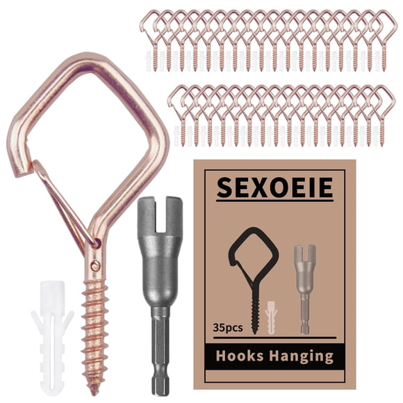 Ganchos de rosca Sexoeie, 35 piezas, para colgar, uso rudo, color oro rosa