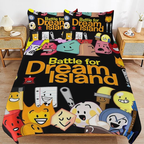 Game BFDI Battle For Dream Island Bedding Set Duvet Cover Comfortable and Lightweight Cartoon Bedding 3 Piece Bed Set Twin(1 Duvet Cover and 2 Pillowcase)