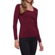 thumbnail image 4 of INSPIRE CHIC Tops con Cuello Cuadrado para Camisas de Manga Larga para Mujer Camiseta Básica de Moda Otoñal XL Rojo Intenso, 4 of 6