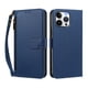 thumbnail image 1 of Funda Tipo Billetera para iphone16 Promax con Soporte y Bolsillo con Cierre Azul profundo, 1 of 1