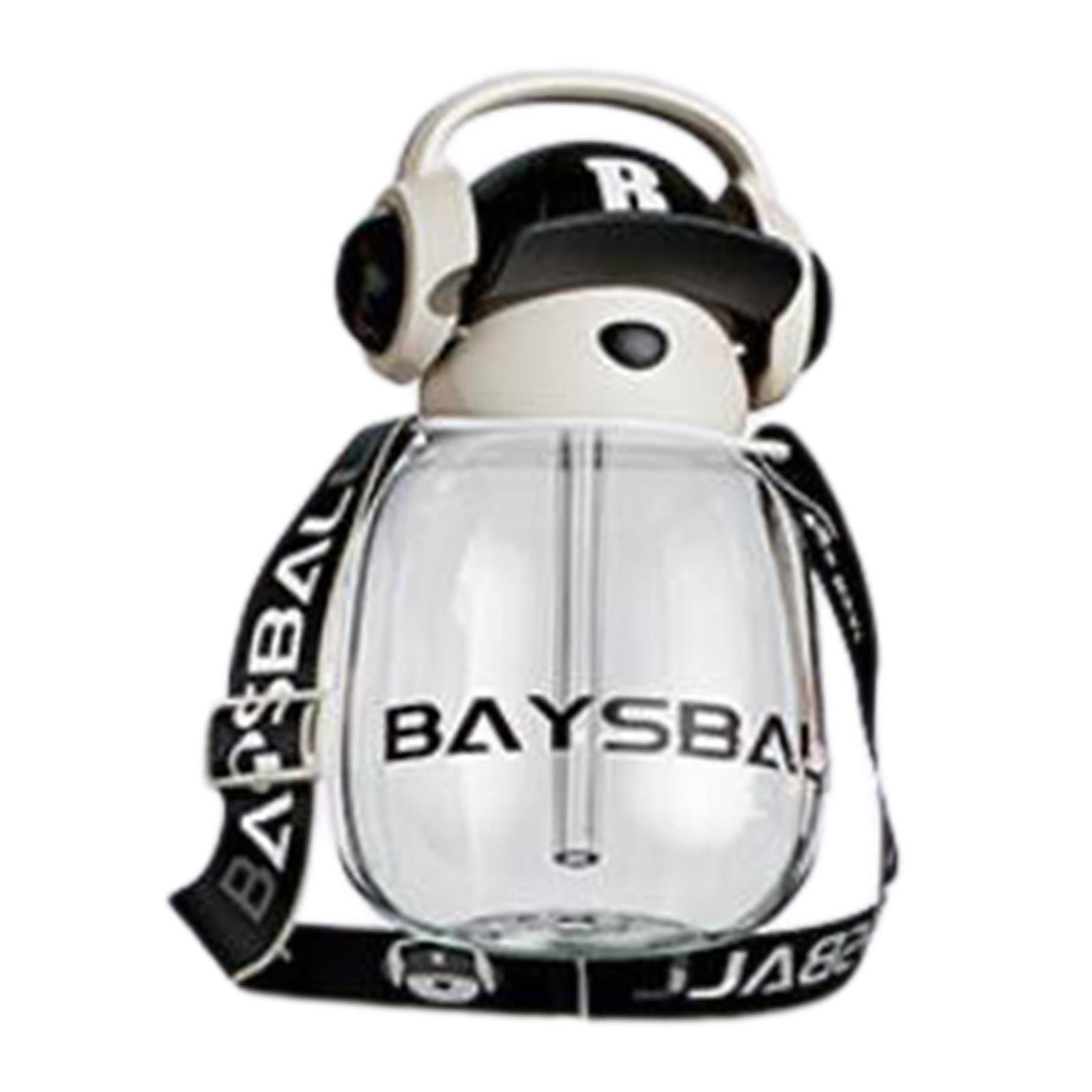 Magideal - Botella De Bebida Para Niños, Botella De Bebida Deportiva Con Correa De 650ml, Gran Capacidad, Portátil, Antifugas, Bonita Botella De Agua Para Deport Negro Transparente