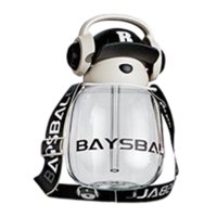 Magideal - Botella De Bebida Para Niños, Botella De Bebida Deportiva Con Correa De 650Ml, Gran Capacidad, Portátil, Antifugas, Bonita Botella De Agua Para Deport Negro Transparente