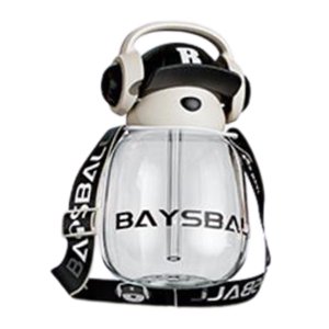 Magideal - Botella De Bebida Para Niños, Botella De Bebida Deportiva Con Correa De 650Ml, Gran Capacidad, Portátil, Antifugas, Bonita Botella De Agua Para Deport Negro Transparente