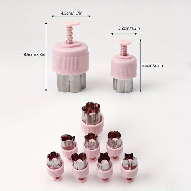 8pcs Fruit Cutter (with Spring), Household Fruit Spring Cutter, Biscuit Baking Spring Press Mold, Kitchen Accessories