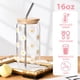 thumbnail image 3 of Vaso de vidrio ANABIUP con tapa y pajita, flor margarita, 470 ml, 3 of 7
