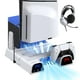 thumbnail image 1 of Soporte de refrigeración para PS5 Slim / PS5 con controlador Estación de carga PS5 accesorios incluyen ventilador de refrigeración, soporte para auriculares, 11 ranuras de juego - Blanco, 1 of 7