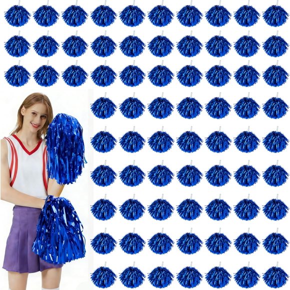 Pompones Hualleko 100 piezas azul metálico de lámina 25 cm